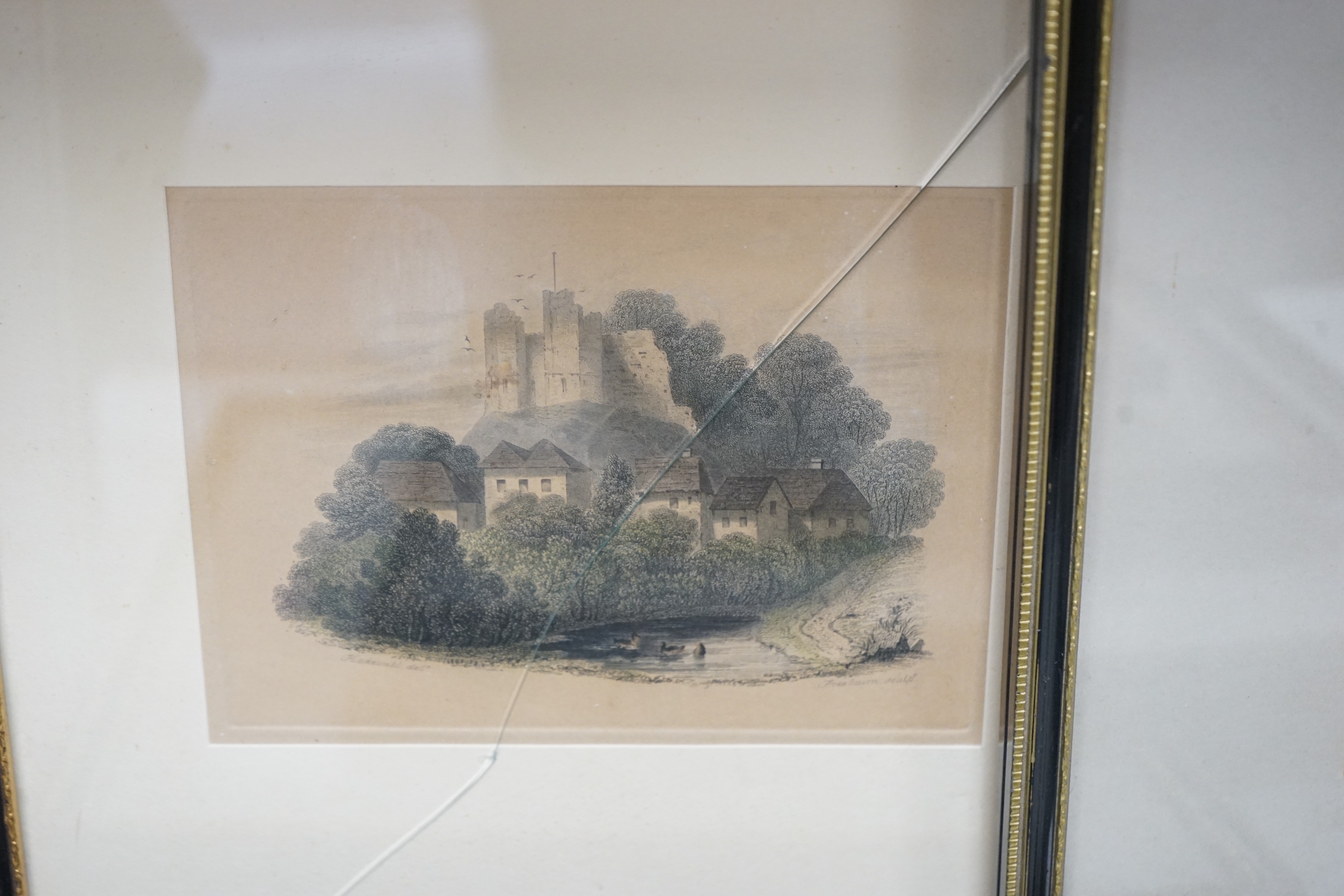 Six assorted 18th / 19th century coloured engraved views of Lewes and environs, largest 18 x 24.5cm